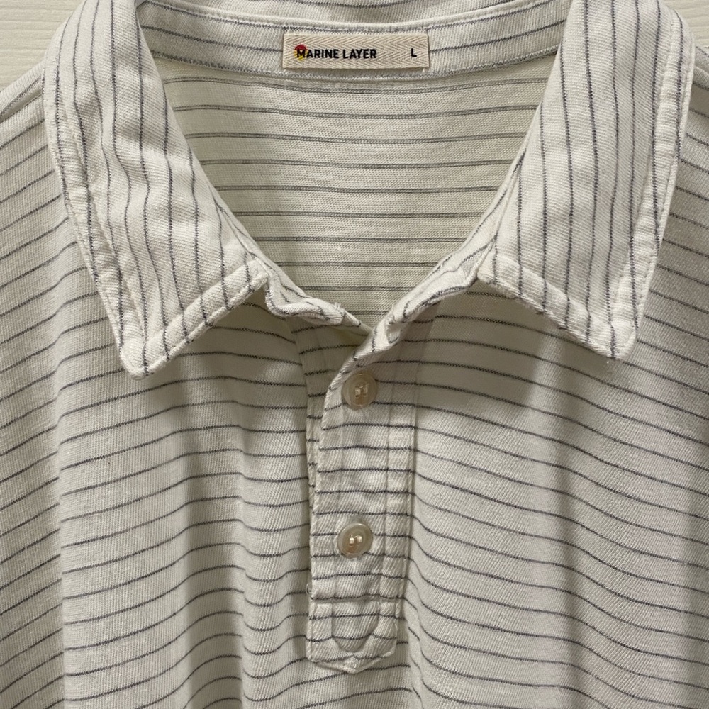 Marine Layer Cream and Gray Striped Tee